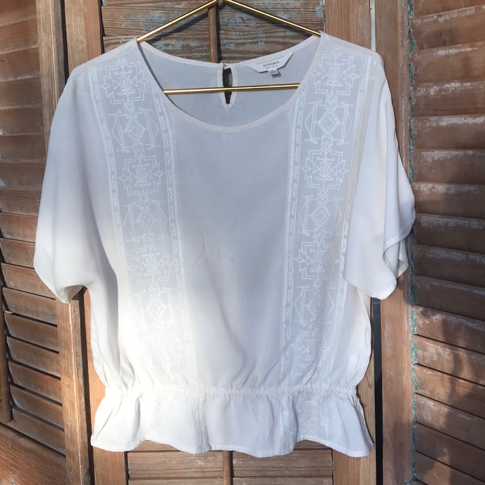 Sonoma White Embroidered Blouse